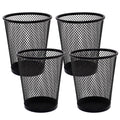 4 Pack Pen Holder Metal Mesh Pencil Holders Round Shaped Pen Holders For Desk Office Wire Mesh Container Pen Organizer,Black