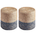 Wimarsbon Round Pouf Ottomans, Handwoven Natural Water Hyacinth Seagrass Pouffe,Outdoor Rattan Stool Accent Seat, Bohemian Coast