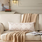 Caflife Boho Lumbar Pillow Cover 14X36 Long Pack Of 1 Decorative Pillows Bed, Beige With Rust Body Throw Pillow Covers, For Mode