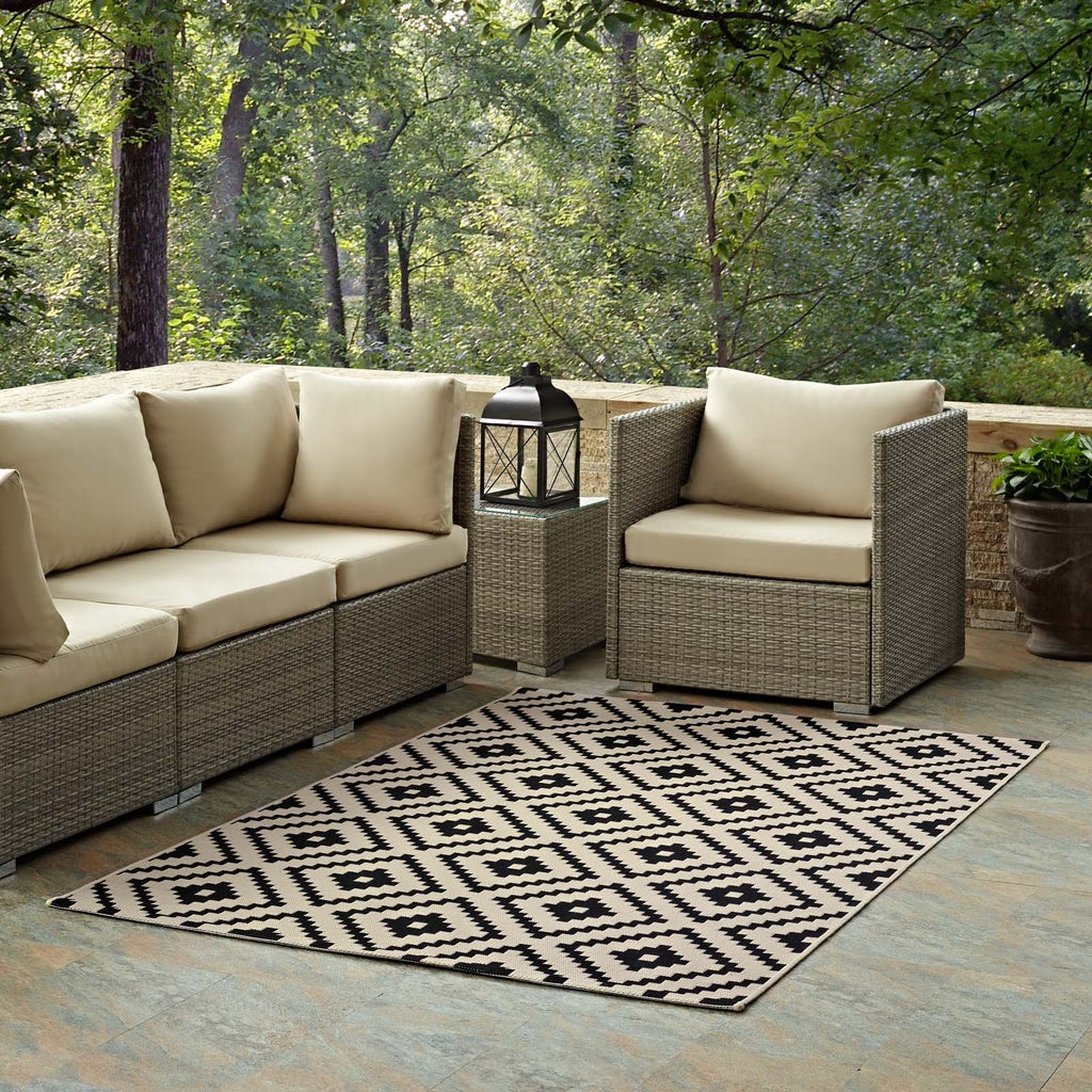 Modway Perplex Geometric Diamond Trellis 8X10 Indoor And Outdoor In Black And Beige