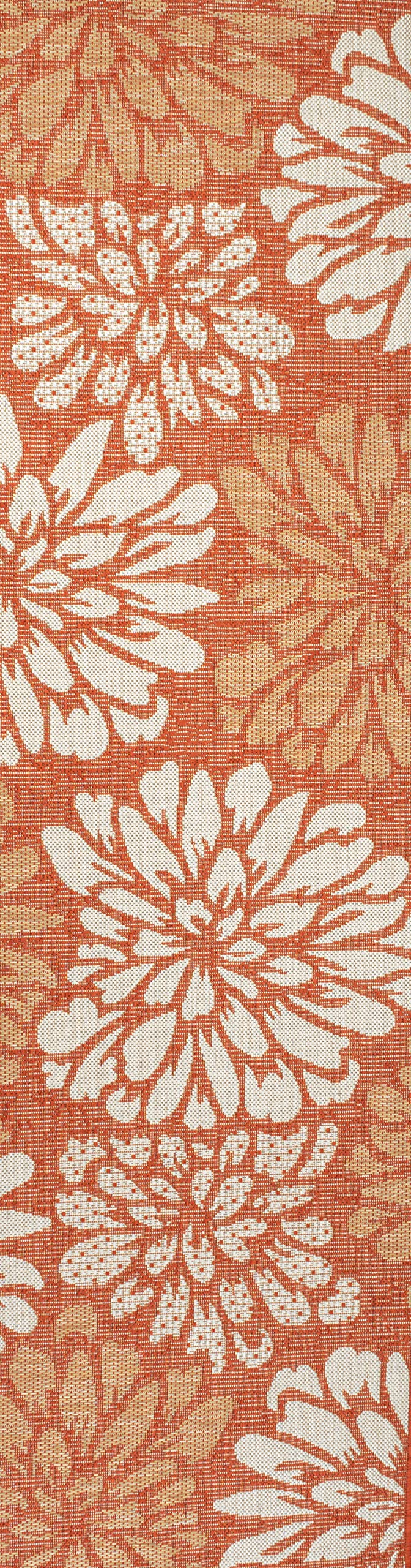 Jonathan Y Smb110E-8 Zinnia Modern Floral Textured Weave Indoor Outdoor Area-Rug, Bohemian Coastal Mediterranean Easy-Cleaning,Bedroom,Kitchen,Backyard,Patio,Non Shedding, 8 X 10, Orange/Cream