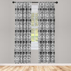 Ambesonne Geometric Curtains, Monochrome Hand Drawn Tribal Pattern Abstract Aztec Motifs Civilizations, Window Treatments 2 Pane