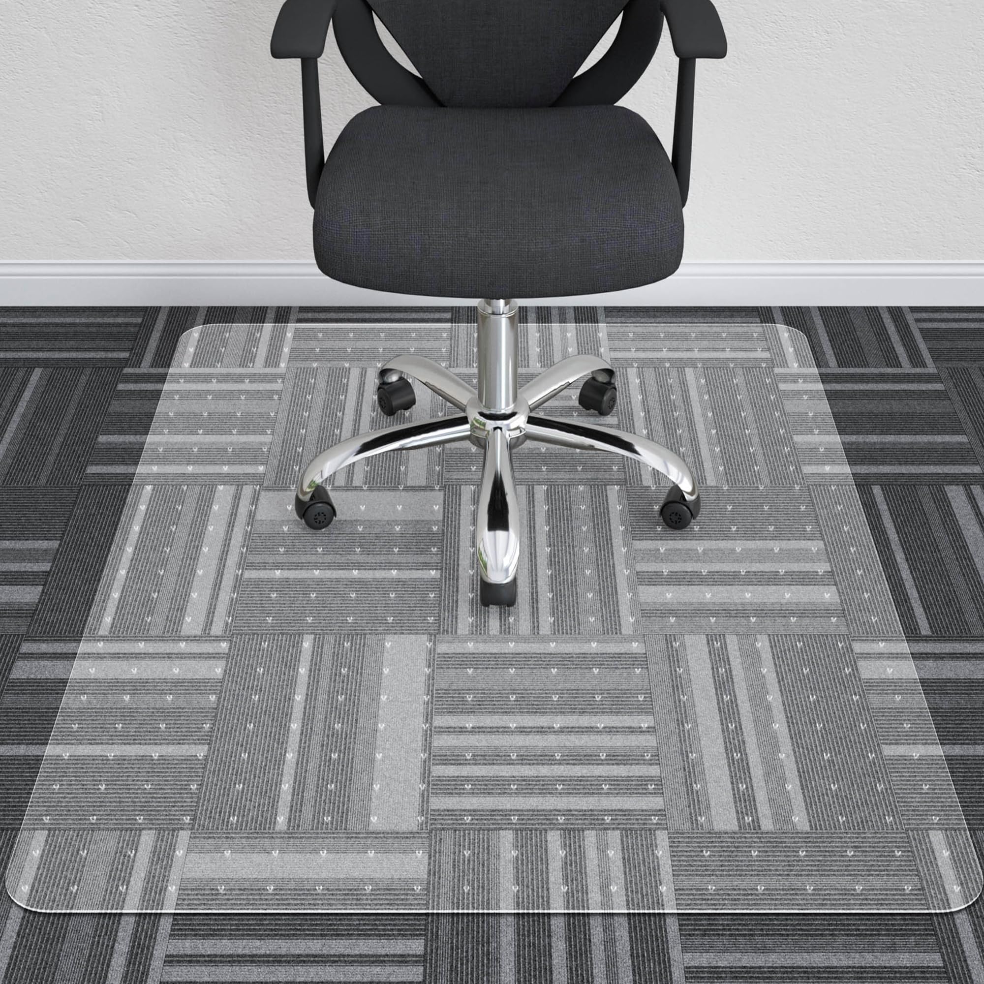 Office Chair Mat For Low Pile Carpeted Floors - 46' X 60' Clear Carpet Chair Mats For Home & Office, Studded Floor Mat For Off