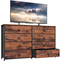 Furnulem Long Dresser for Bedroom, TV Stand for 55   TV, Wide Storage Drawer Unit with 8 Fabric Bins, Double Dresser for Bedro