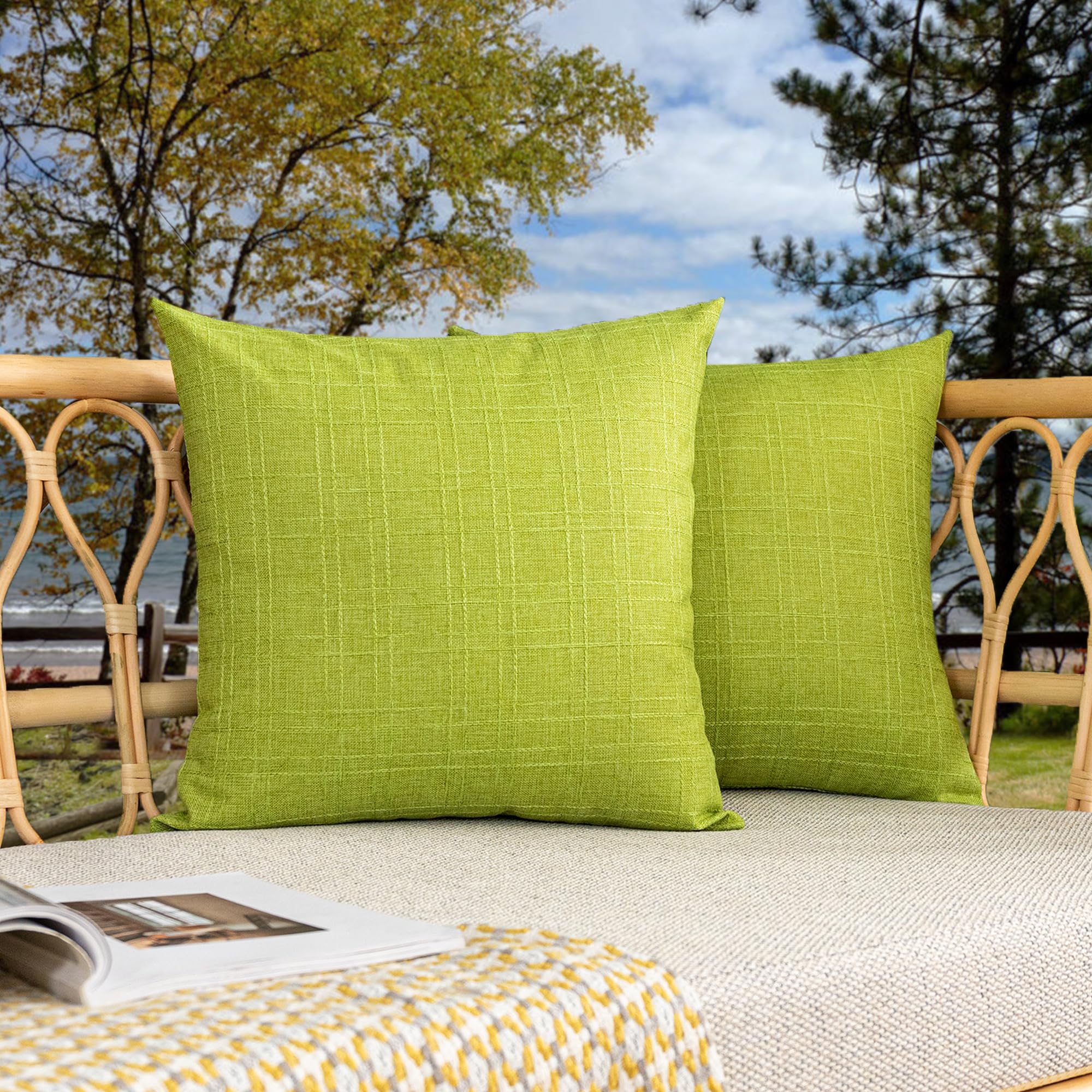 Kevin Textile Pack Of 2 Decorative Outdoor Waterproof Pillow Covers Garden Cushion Sham Throw Pillowcase Shell For Patio Tent Co