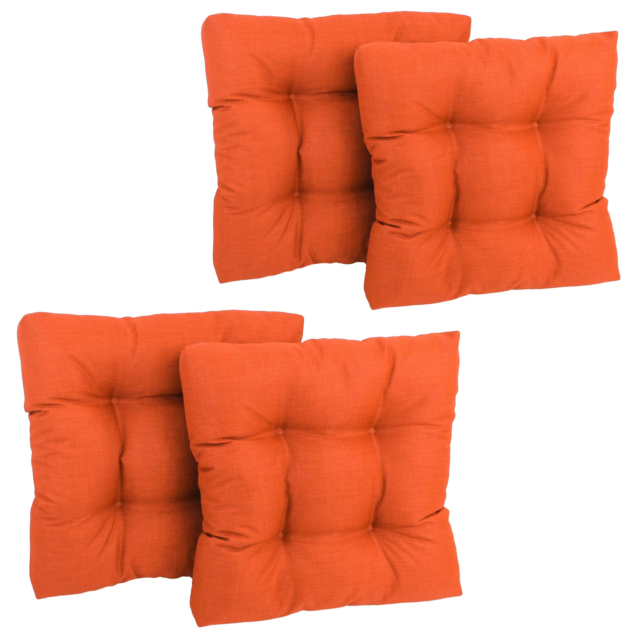 Blazing Needles Indoor/Outdoor Square Tufted Chair Cushion, 19 x 19, Tangerine Dream 4 Count
