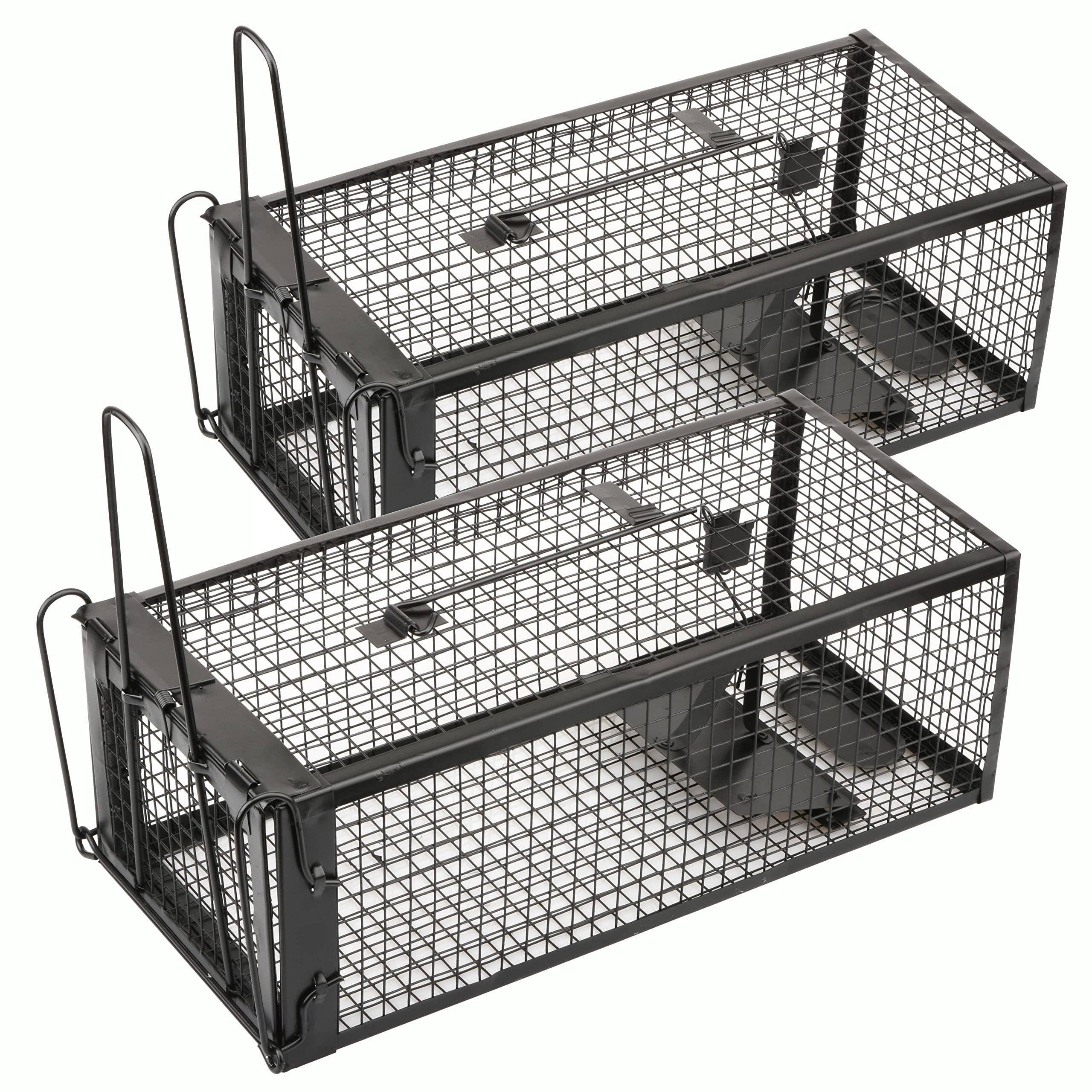 Anyhall 2-Pack Rat Traps Humane Live Mouse Vole Chipmunk Trap Cage For Indoors And Outdoors (Black)