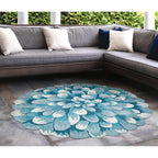Liora Manne Mum Aqua Indoor/Outdoor Rug, 3 Ft Round