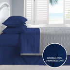 Cathay Home Essentials Ultra Soft Hypoallergenic Wrinkle Resistant Double Brushed Microfiber Bedding Sheet Set, Royal Blue, King