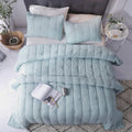 Anna.Z Home Queen Quilt Bedding Set - Light Weight Breathable Ultra-Soft, Allover Geometric Diamond Stitched Embroidery, Light B