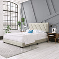 Boyd Sleep Diagonal Upholstered Platform Bed with Headboard and Durable Mattress Foundation with Strong 4 Wood Slat Supports, Box Spring Required: King, White