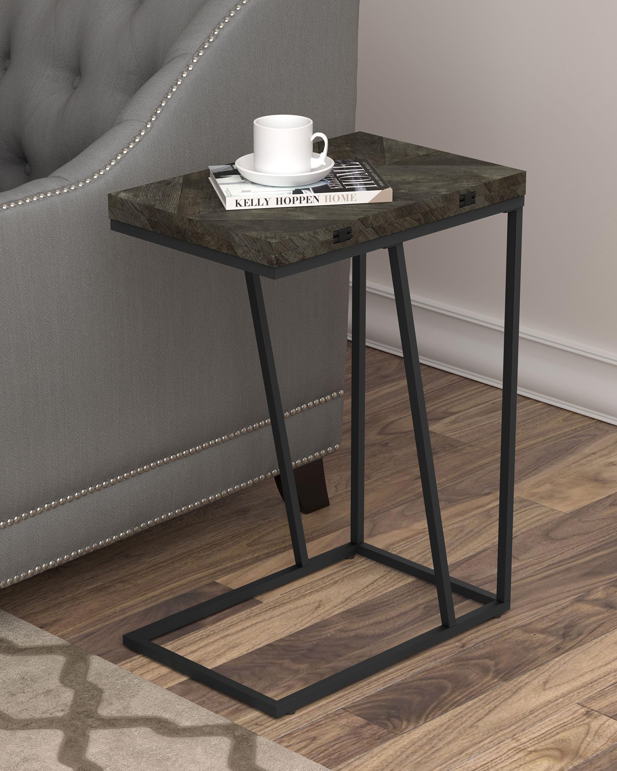 Coaster Home Furnishings Carly Expandable Engineered Wood C-Shaped Side Table Grey