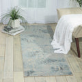 Nourison Somerset Nature Silver/Blue 23 x 8 Area-Rug, Easy-Cleaning, Non Shedding, Bed Room, Living Room, Dining Room, Kitchen