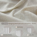 Koufall Tan Beige Back Tab Rod Pocket Linen Sheer Curtains 60 By 108 For Living Room Bedroom