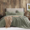 Geniospin Full Comforter Set - 7 Pieces Comforter Full Size, Solid Bedding Sets For All Season, Textured Bed In A Bag With Sheet