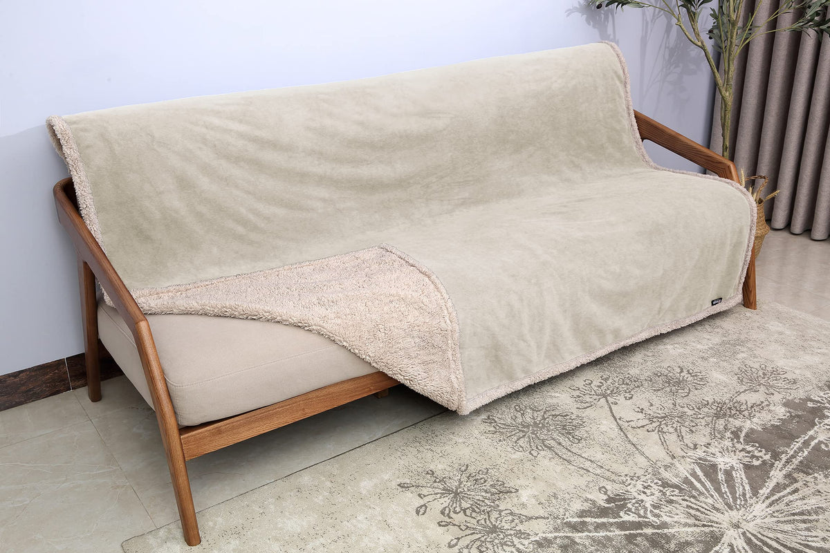 Catalonia Waterproof Liquid Pee Proof Fleece Sherpa Blanket For Bed Couch Sofa, Protector Cover For Baby, Cozy Lining Throws For