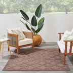 Nourison Easy Care Indoor/Outdoor Brown 6' X 9' Area Rug, Easy Cleaning, Non Shedding, Bed Room, Living Room, Dining Room, Backyard, Deck, Patio (6X9)