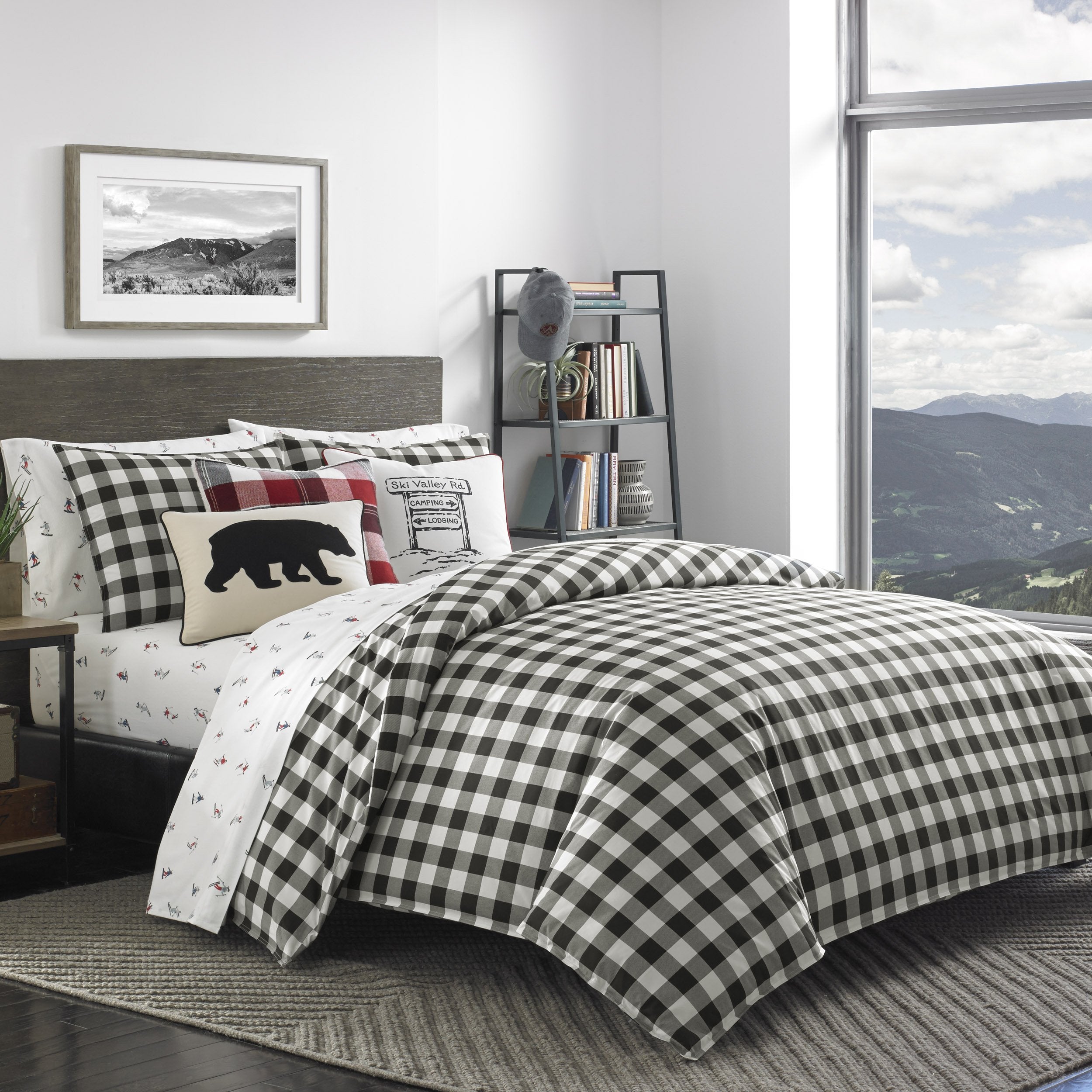Eddie Bauer Mountain Plaid Comforter Set, Twin, Black