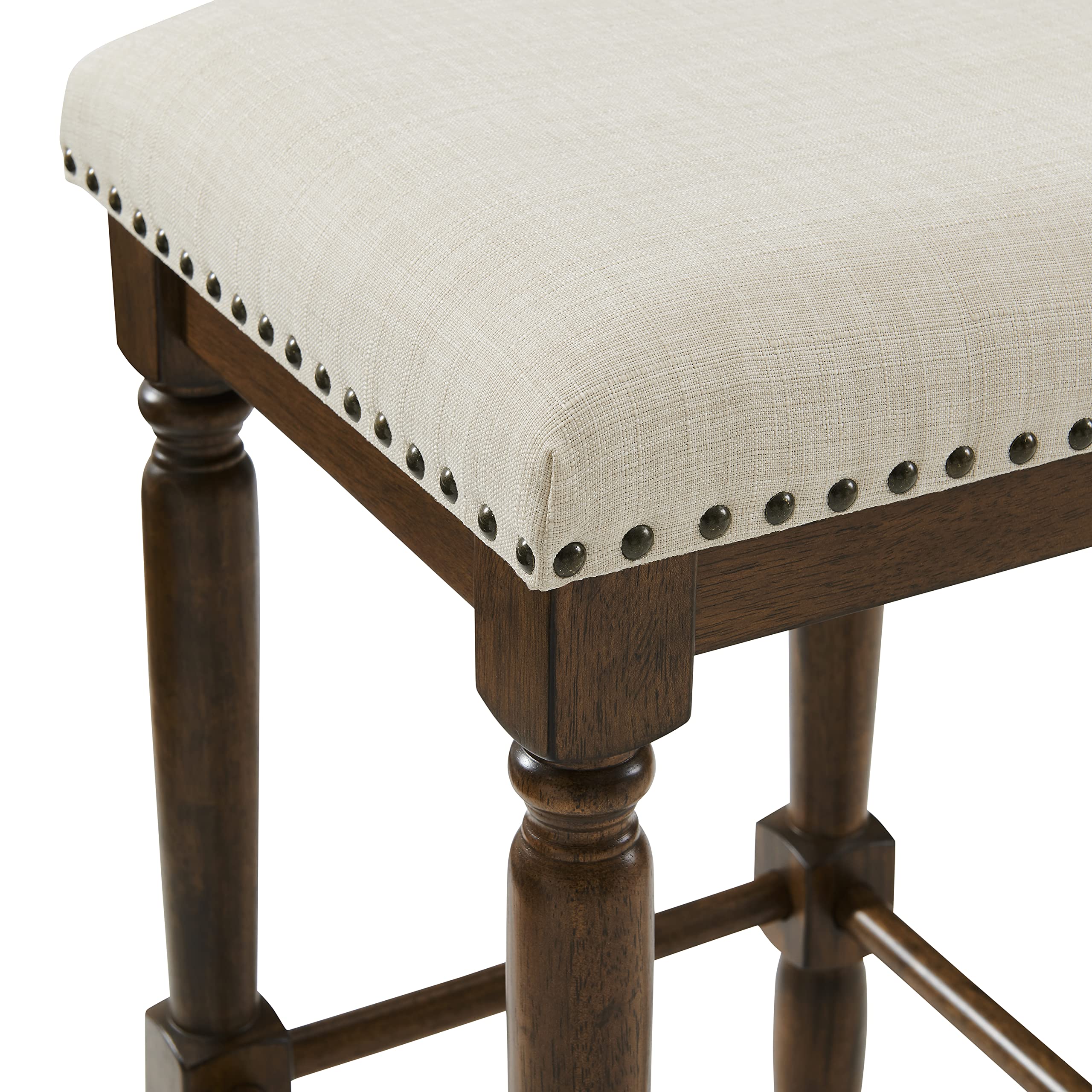 Crosley Furniture Aldrich Upholstered Square Seat Counter Stool (Set of 2), Oatmeal