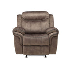 Acme Zubaida Velvet Horizontal Tufted Glider Recliner In 2-Tone Chocolate