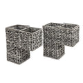 Trademark Innovations 14.5 Plastic Wicker Storage Stair Basket Set With Handles (Set of 2, Grey)