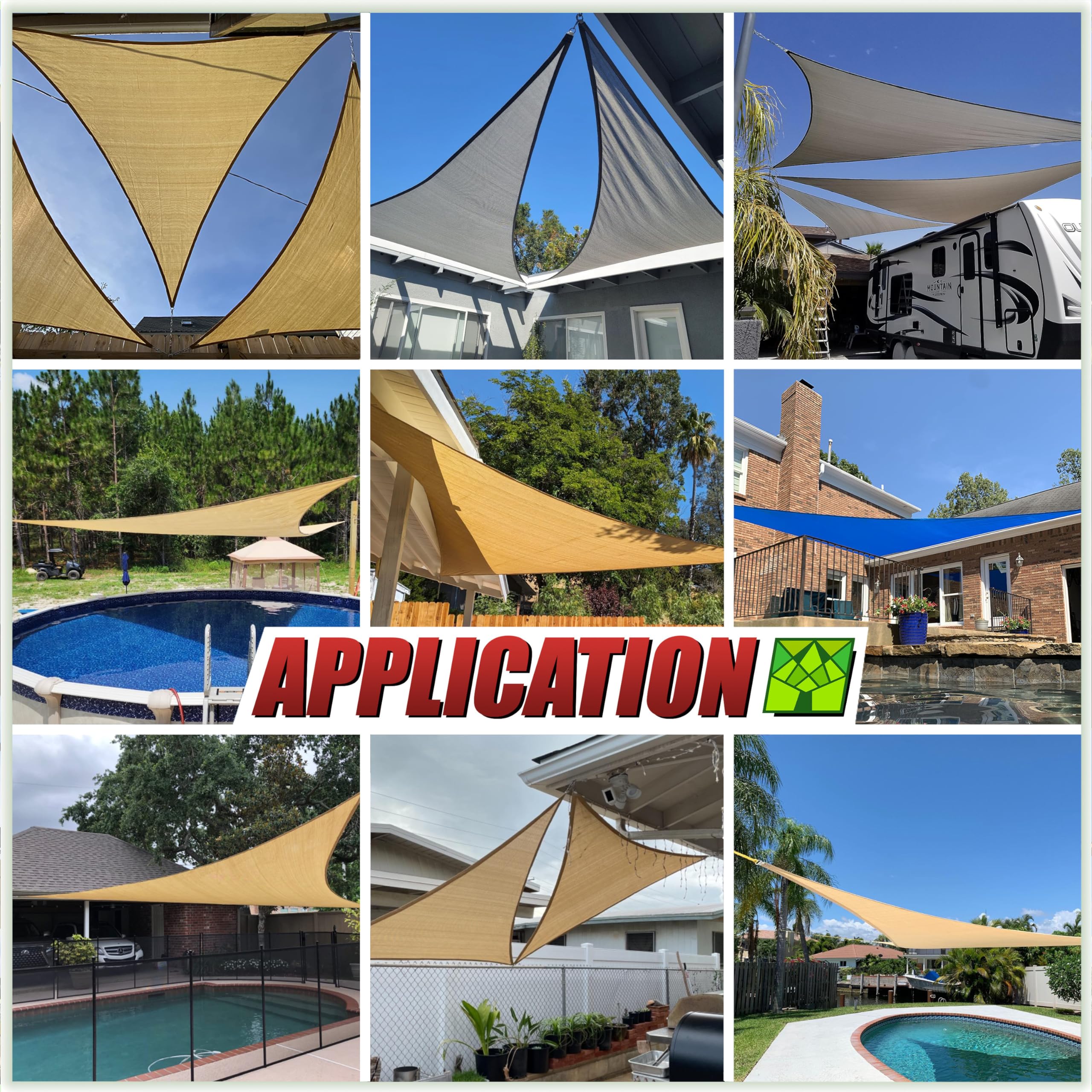 Colourtree 28' X 28' X 28' Sand Triangle Ctapt12 Sun Shade Sail Canopy Mesh Fabric Uv Block Upf50 - Commercial Heavy Duty - 190