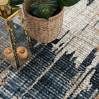 HomeRoots Multi 100% Twisted Polyester 4â€ x 6â€ Blue and Red Mod Distressed Area Rug