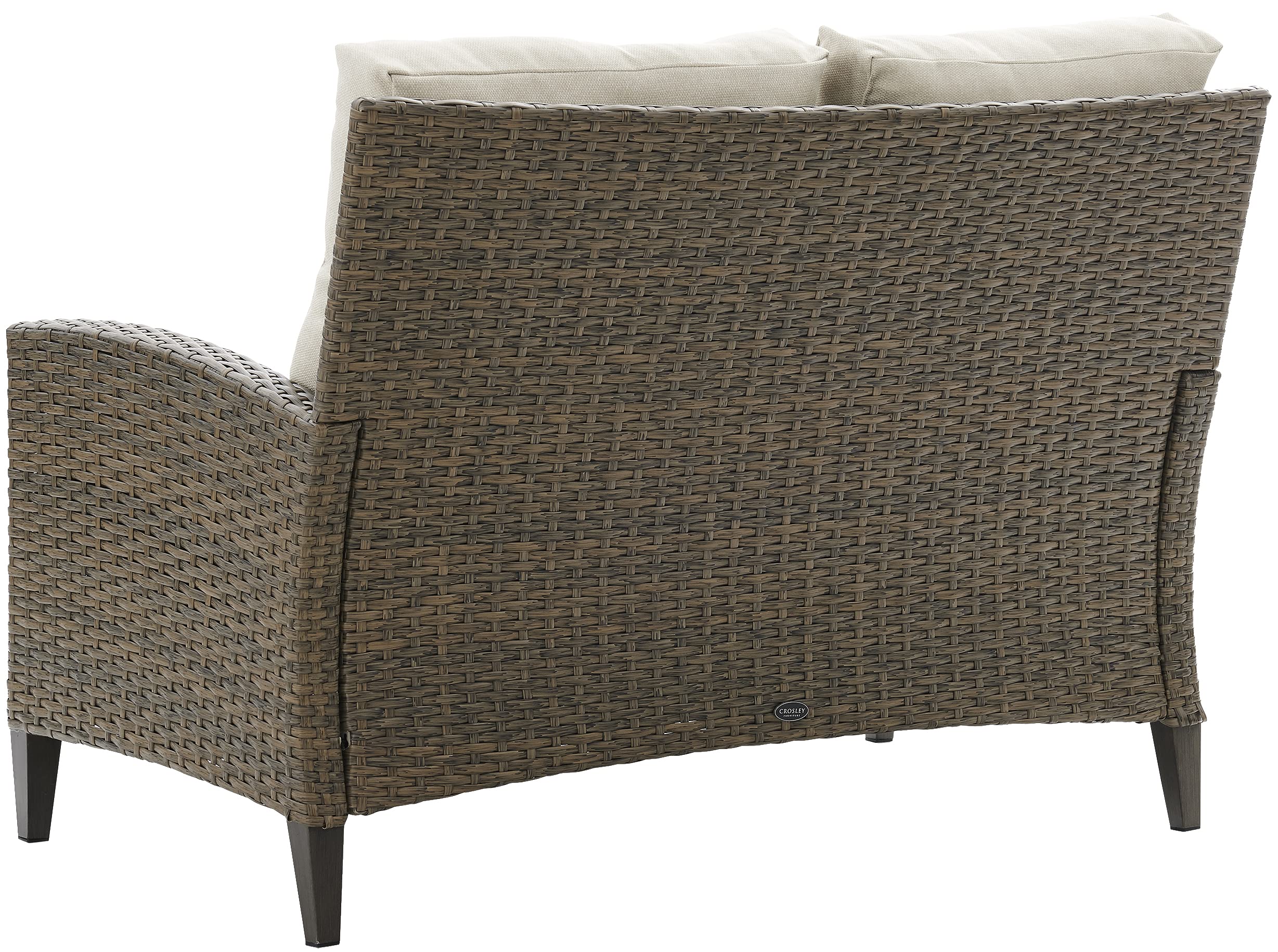 Crosley Furniture Rockport Wicker Outdoor Loveseat, 2-Person Patio Couch For Porch, Deck, Backyard, Balcony, Light Brown