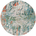 SAFAVIEH Madison Collection Area Rug - 67 Round, Green & Rust, Geometric Design, Slip Resistant, Ideal for High Traffic Areas i