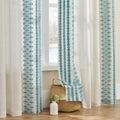 Teal Blue Curtains 84 Inch Length 2 Panels Set For Bedroom Living Room Dining Room Grommet Embroidered Country Linen Curtains Ne