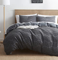 Nestl Twin Duvet Cover Set - Boho Bedding Twin Size Duvet Cover, 2 Piece Tufted Double Brushed Grey Duvet Cover Twin With Zipper