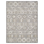 HomeRoots Grey UV-Treated Polypropylene 2’ x 4’ Gray Ivory Aztec Pattern Indoor Outdoor Area Rug