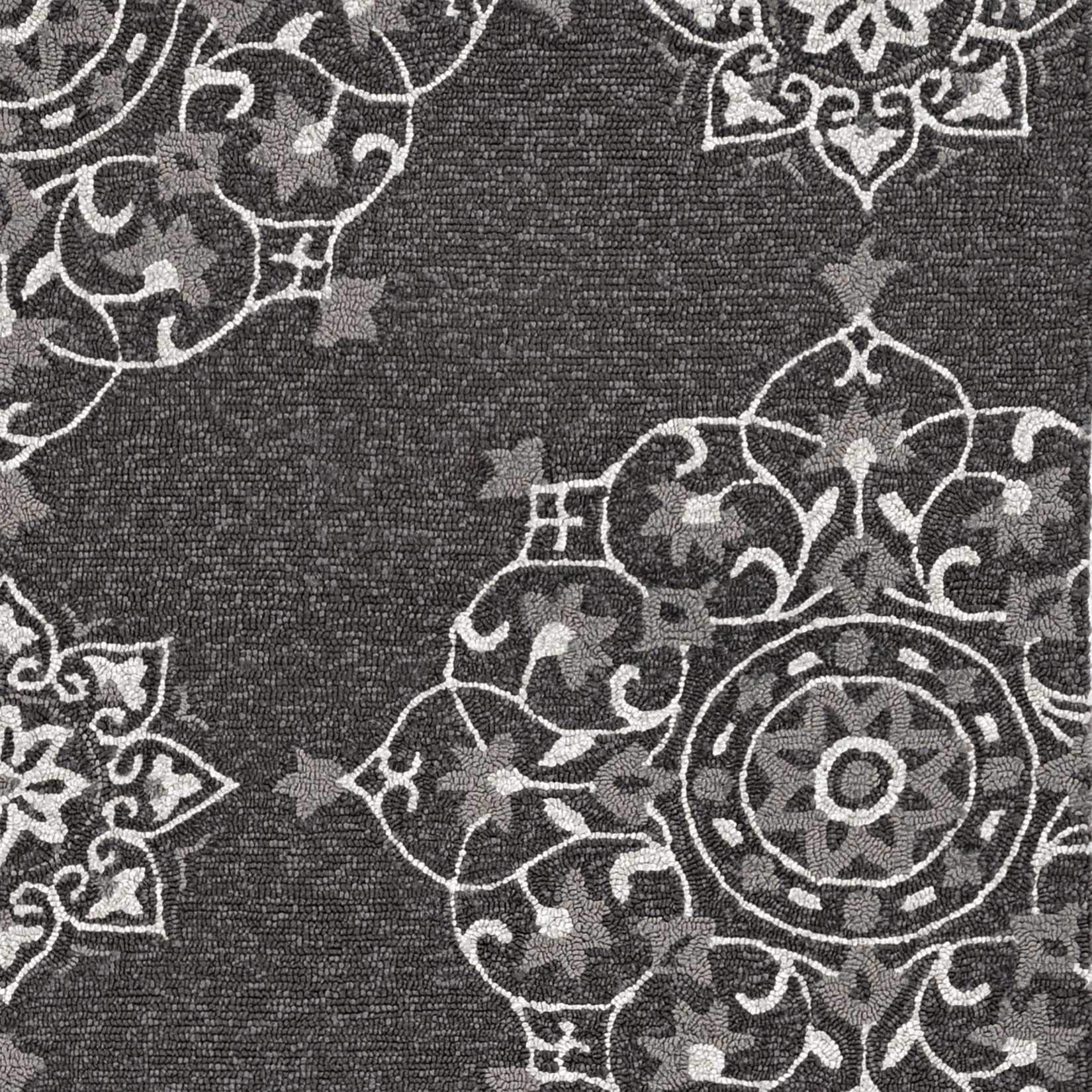 HomeRoots 3' X 5' Charcoal Vintage Floral Area Rug