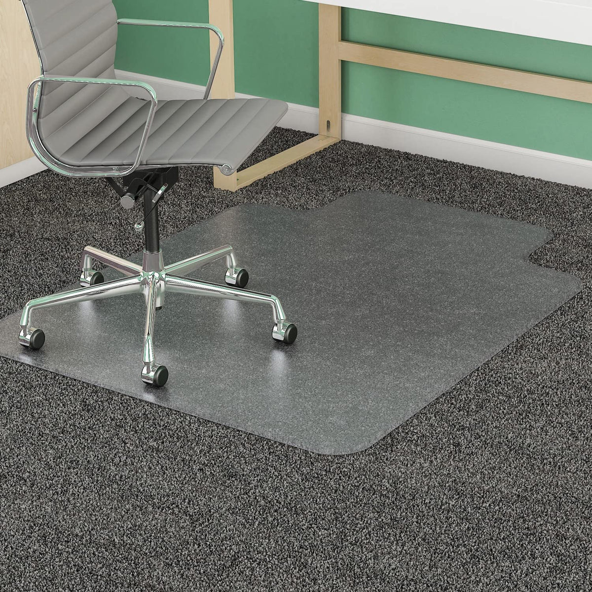 Deflect-O Corporation Chairmat, Wide, 46&quot;X60&quot;, Lip 25&quot;X12&quot;, Beveled Edge, Clear