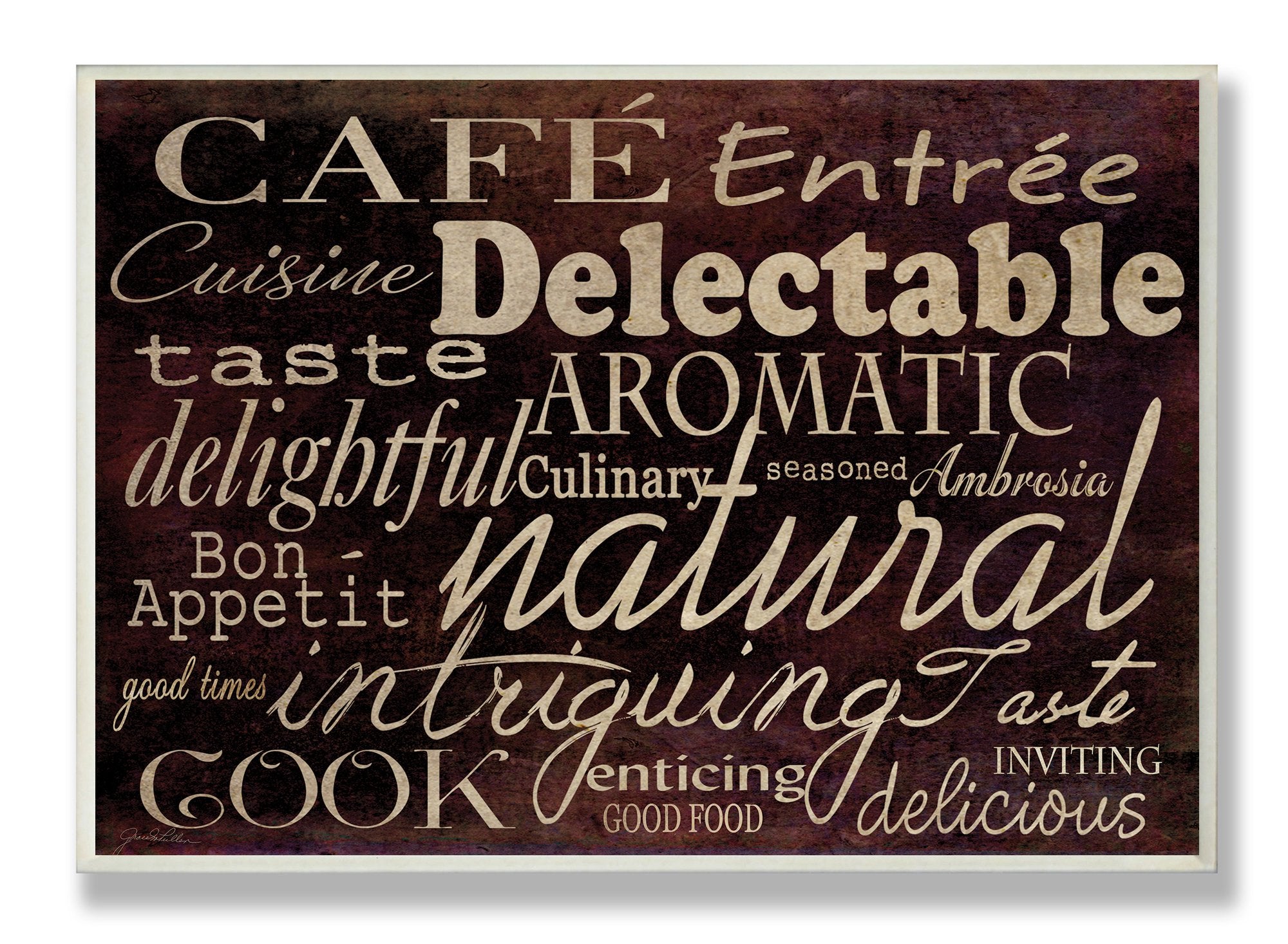 Stupell Home D  cor Cafe Entree Kitchen Typography Kitchen Wall Plaque, 10 x 0.5 x 15, Proudly Made in USA