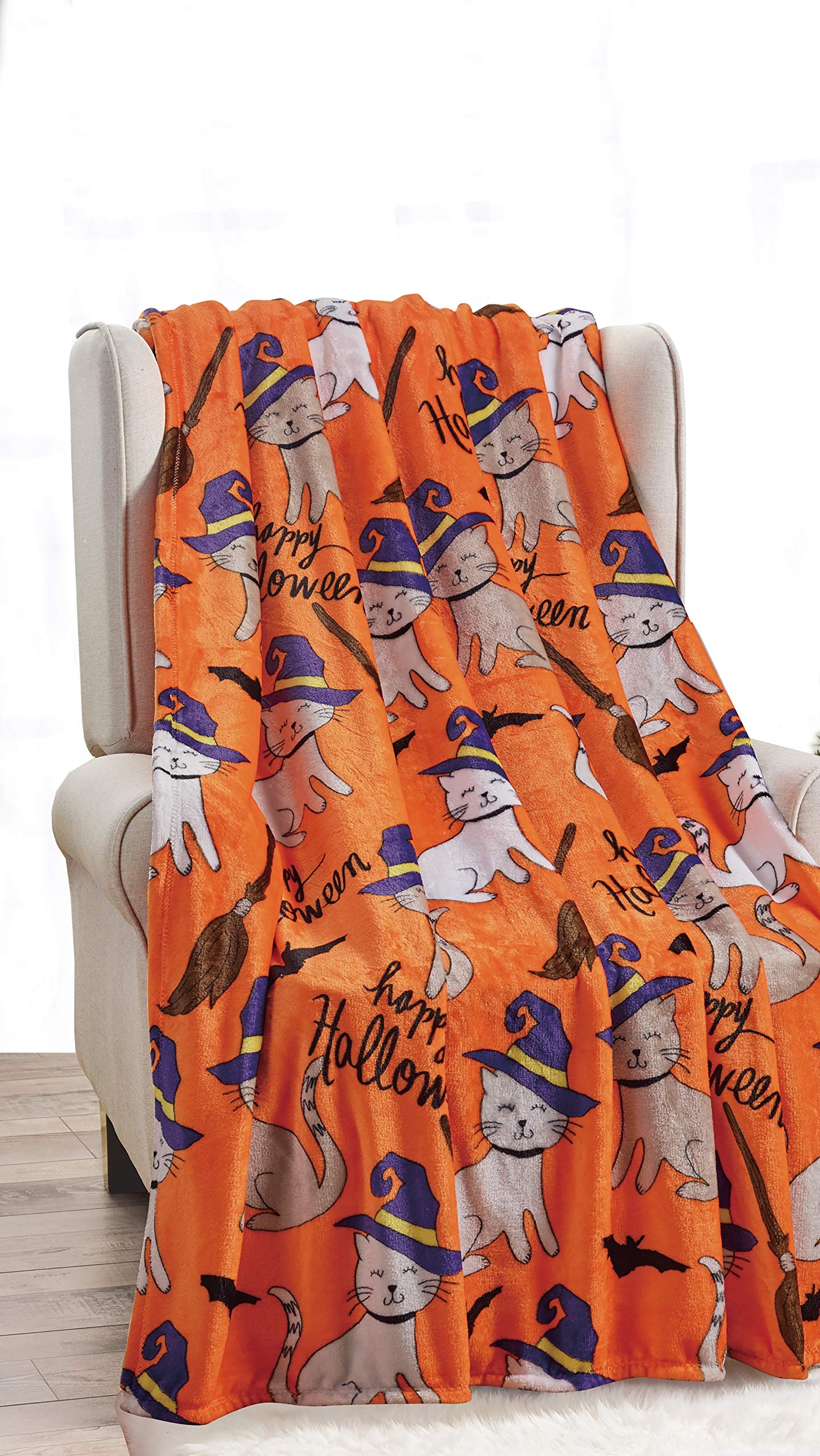 Faith, Hope, Love Home D  Cor Happy Halloween Microplush Throw Blanket (50' X 60') - Spooky Cats