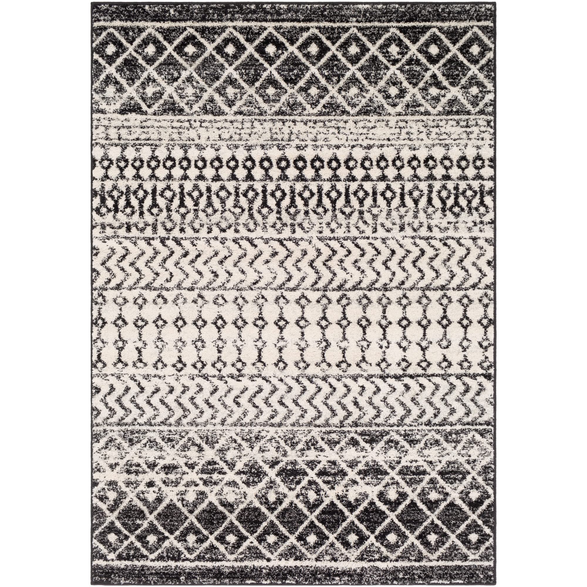 Livabliss Chester Boho Moroccan Area Rug,10' X 13',Black