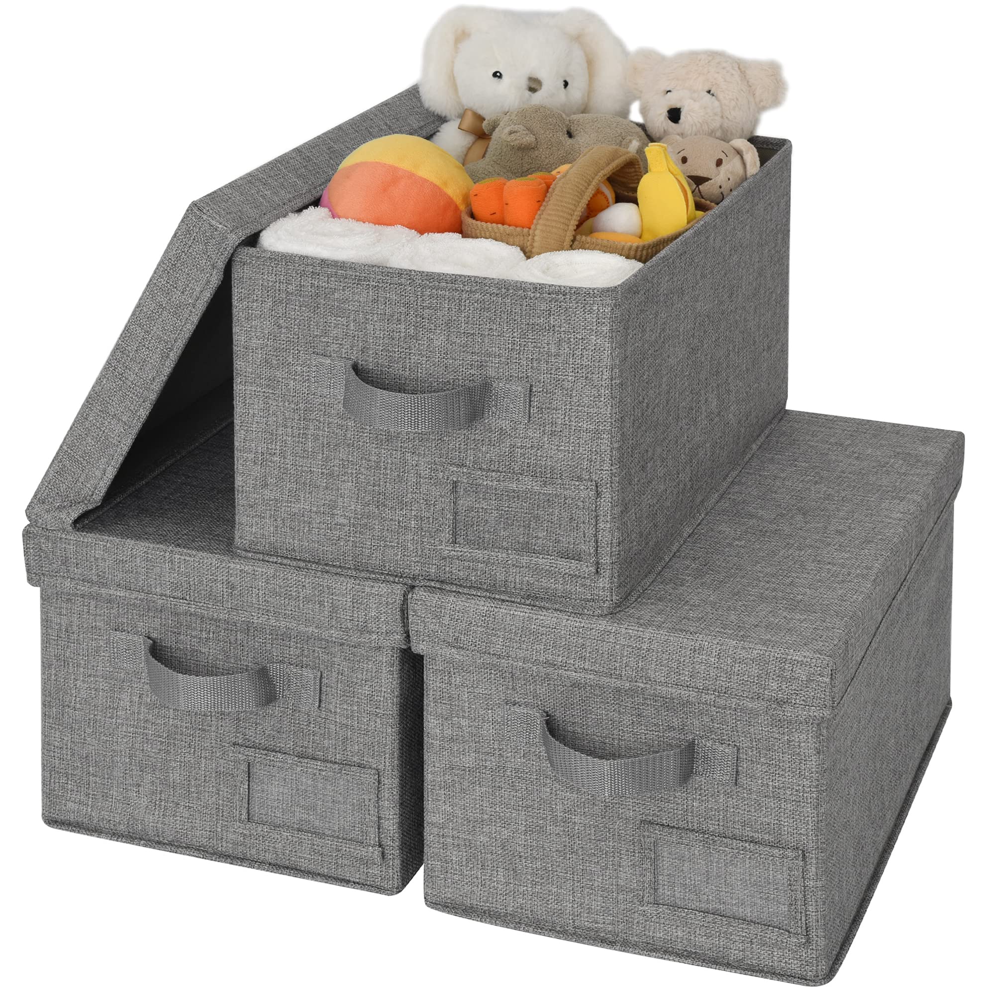 GRANNY SAYS Fabric Bins with Lids, Storage Baskets for Closet Organization, Decorative Storage Containers with Label Holder, She