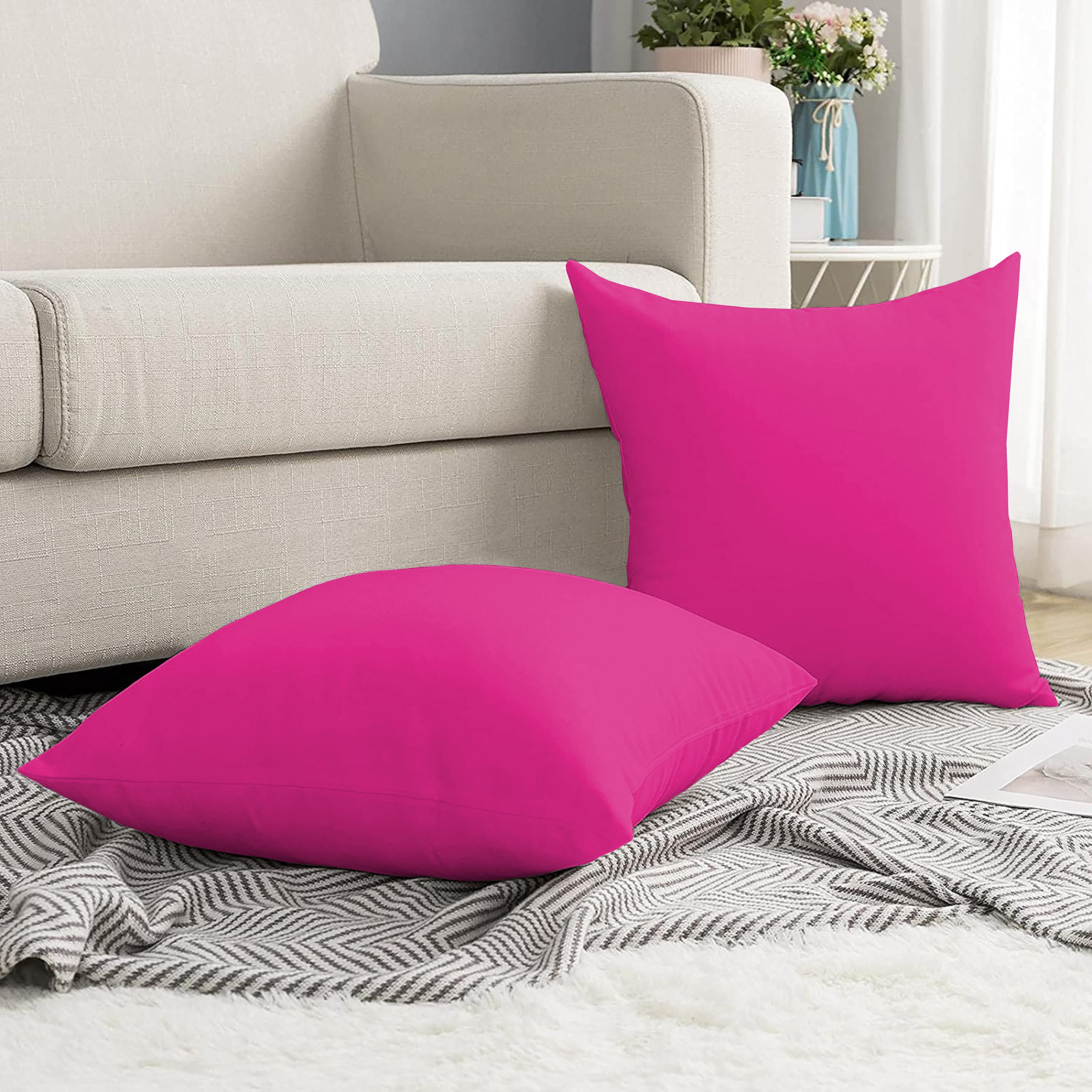 Day Care 400Tc Imperious Design Decorative Throw Cushion Cover 100% Egyptian Cotton Size (16X16) Hot Pink Set Of 2
