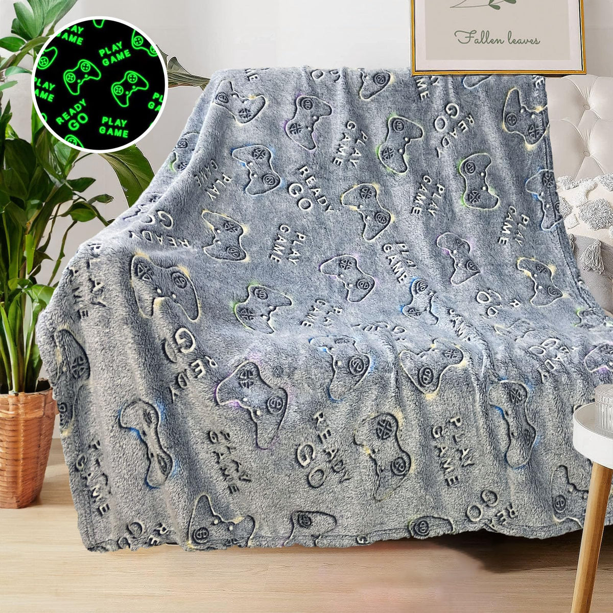 Comfar Gaming Blanket For Boys/Men, Glow In The Dark Gamer Blankets For Teen Boys, Gaming Gifts For Teenage Boys/Men, Cool Gamer