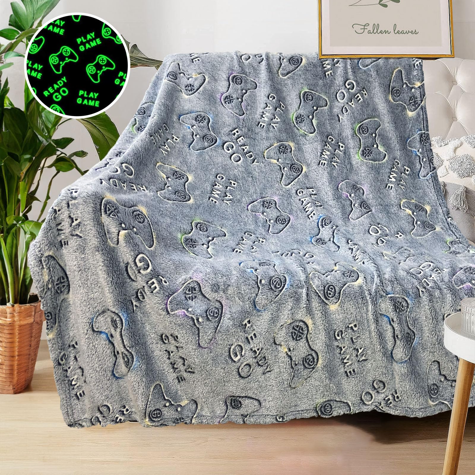 Comfar Gaming Blanket For Boys/Men, Glow In The Dark Gamer Blankets For Teen Boys, Gaming Gifts For Teenage Boys/Men, Cool Gamer