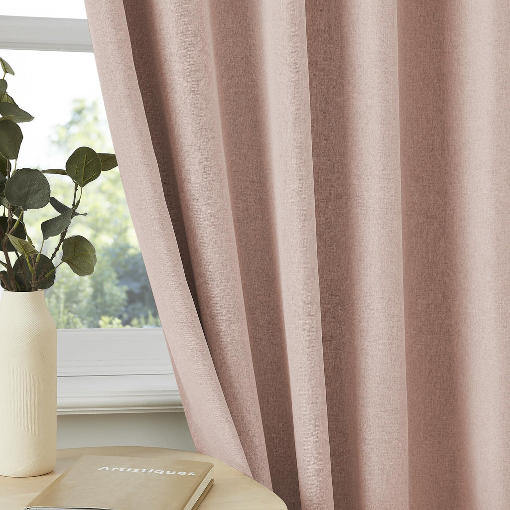 Dualife Cute Pink Blackout Curtains 90 Inches Long - Rose Blush Pinch Pleat Track Curtains Blackout With Hooks Viral Pleat Drape