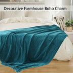 Long Create Chenille Throw Blanket For Couch 50''X 60'', Soft Cozy Throw Blanket With Fringe Tassel For Bed Sofa Chair, Lightwei