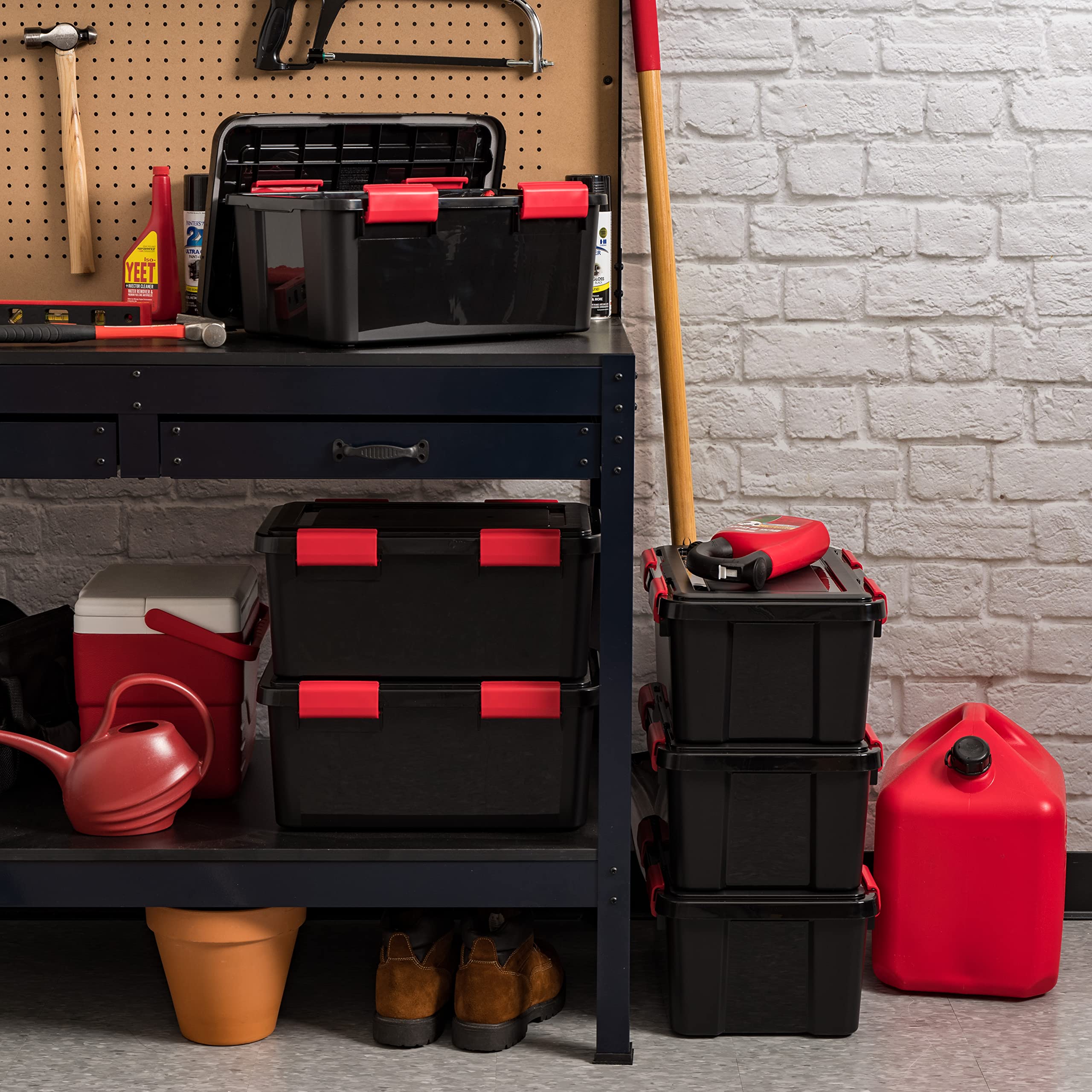 Iris Usa Weatherpro 19 Qt Storage Bins With Lids, 6 Pack, Bpa-Free Plastic Gasket Box With Tight Latch And Seal, Stackable Nesta