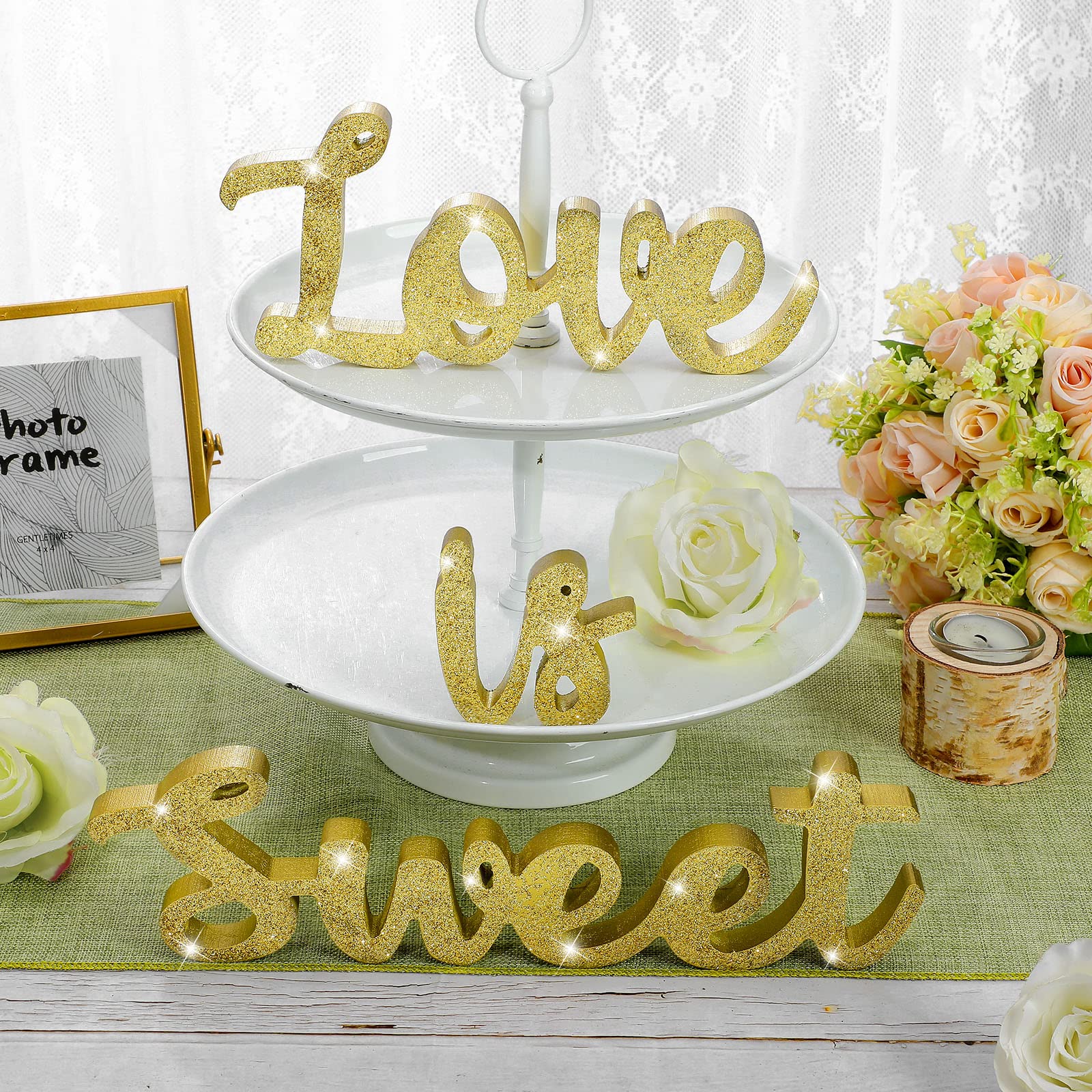 Love Is Sweet Table Decor Hollow Love Sign Wooden Love Is Sweet Sign For Dessert Table Freestanding Love Wood Sign Love Is Sweet