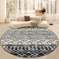 KUTA 6Ft Black Navy Blue Round Boho Rug for Living Room, Moroccan Washable Round Area Rug Non Slip, Soft Geometric Circle Rugs f