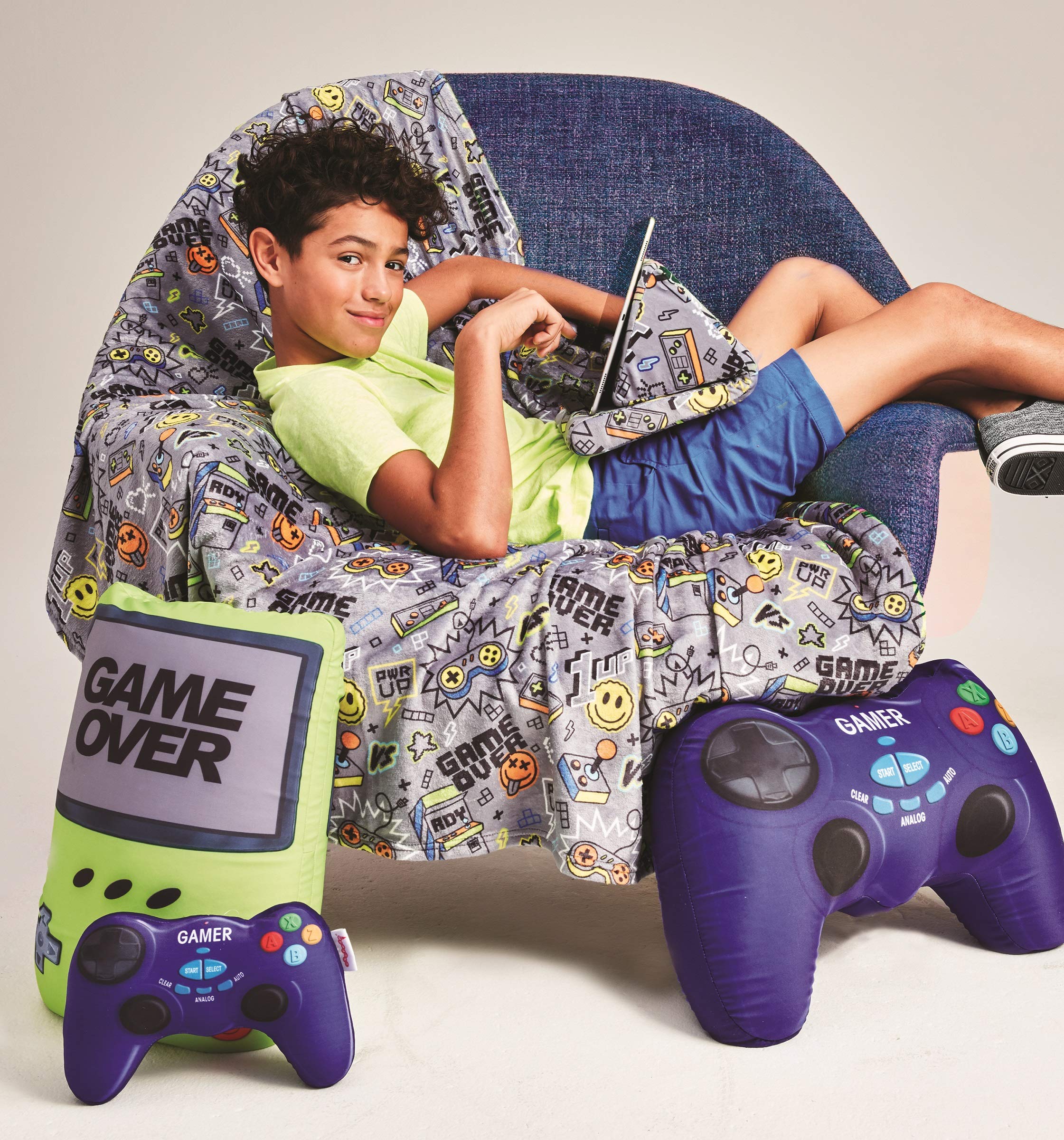 Iscream Game On! Bubble Gum Scent Video Game Controller Shaped 9' X 6.75' Mini Pillow
