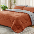 Bedsure Burnt Orange King Size Comforter Set - 7 Pieces Reversible King Bed In A Bag King Bed Set With Comforters, Sheets, Pillo
