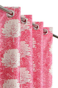 POLARTAINS Polyester Grommet Floral Semi Sheer Curtains 7 Feet Long Set Of 2 For Door (Pink 4 Ft X 7 Ft)