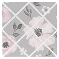Sweet Jojo Designs Grey Watercolor Floral Fabric Memory Memo Photo Bulletin Board - Blush Pink Gray and White Shabby Chic Rose F